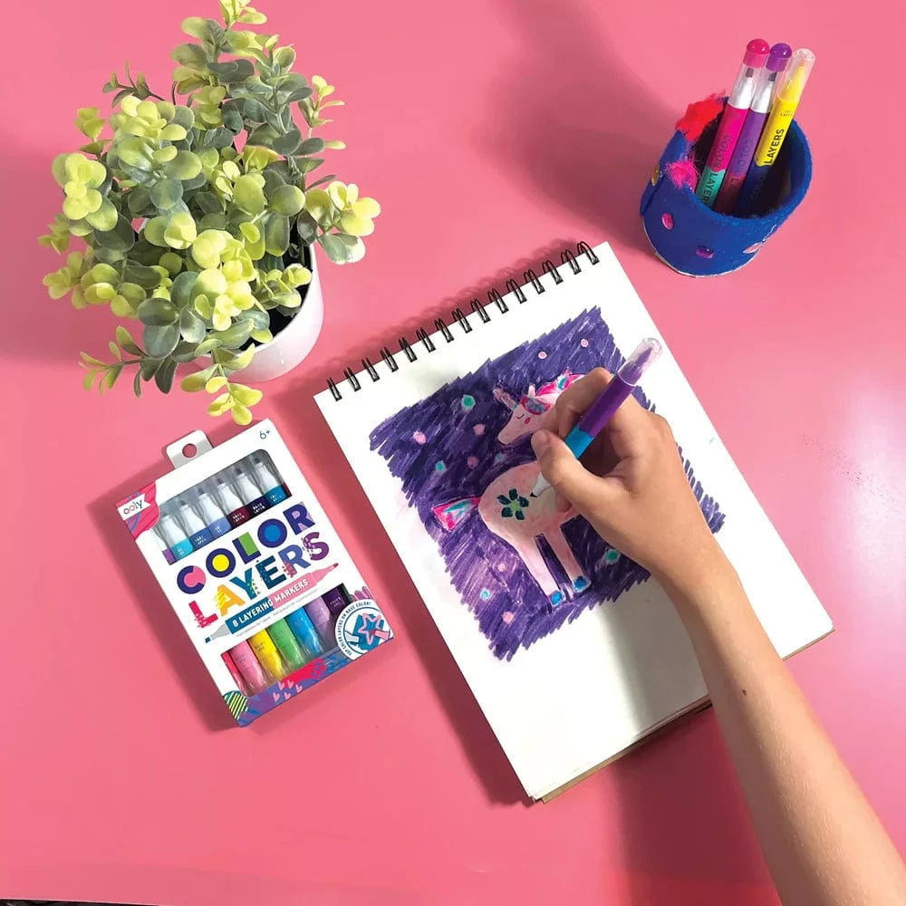 OOLY Paper Color Layers Double Ended Layering Markers - Set of 8