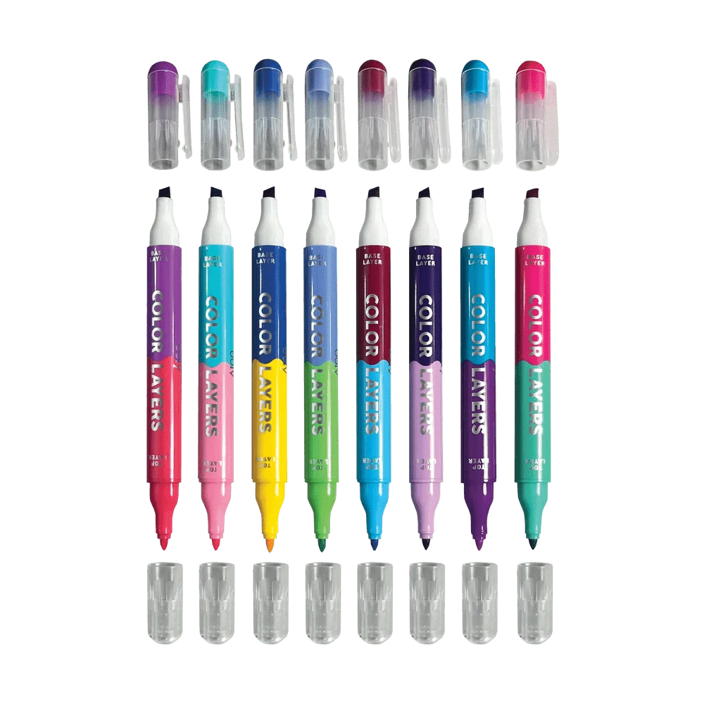 OOLY Paper Color Layers Double Ended Layering Markers - Set of 8