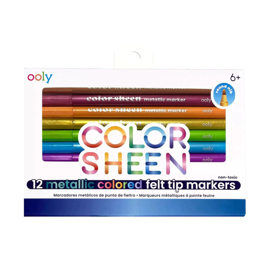 OOLY Pencils Color Sheen Metallic Colored Felt Tip Markers - Set of 12 | OOLY
