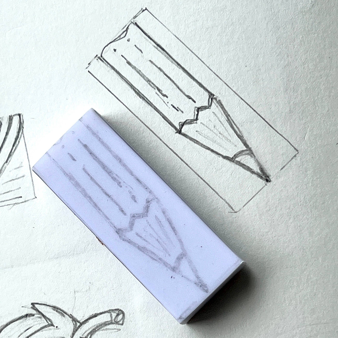 Originals Paper Art Cards CARVED Pencil Notecard "Thinking About You"