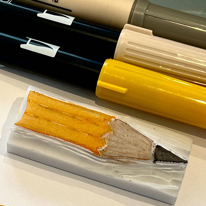 Originals Paper Art Cards CARVED Pencil Notecard "Thinking About You"