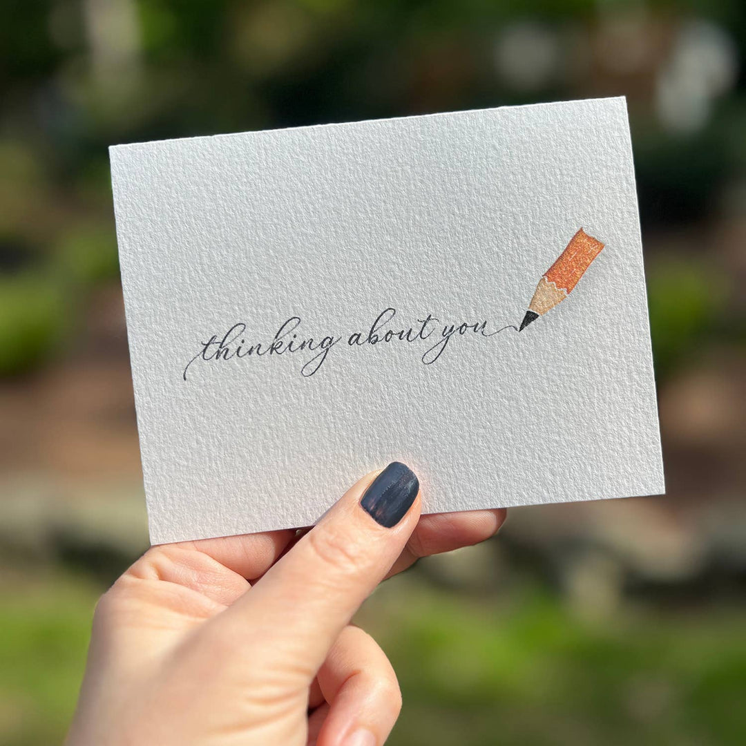 Originals Paper Art Cards CARVED Pencil Notecard "Thinking About You"