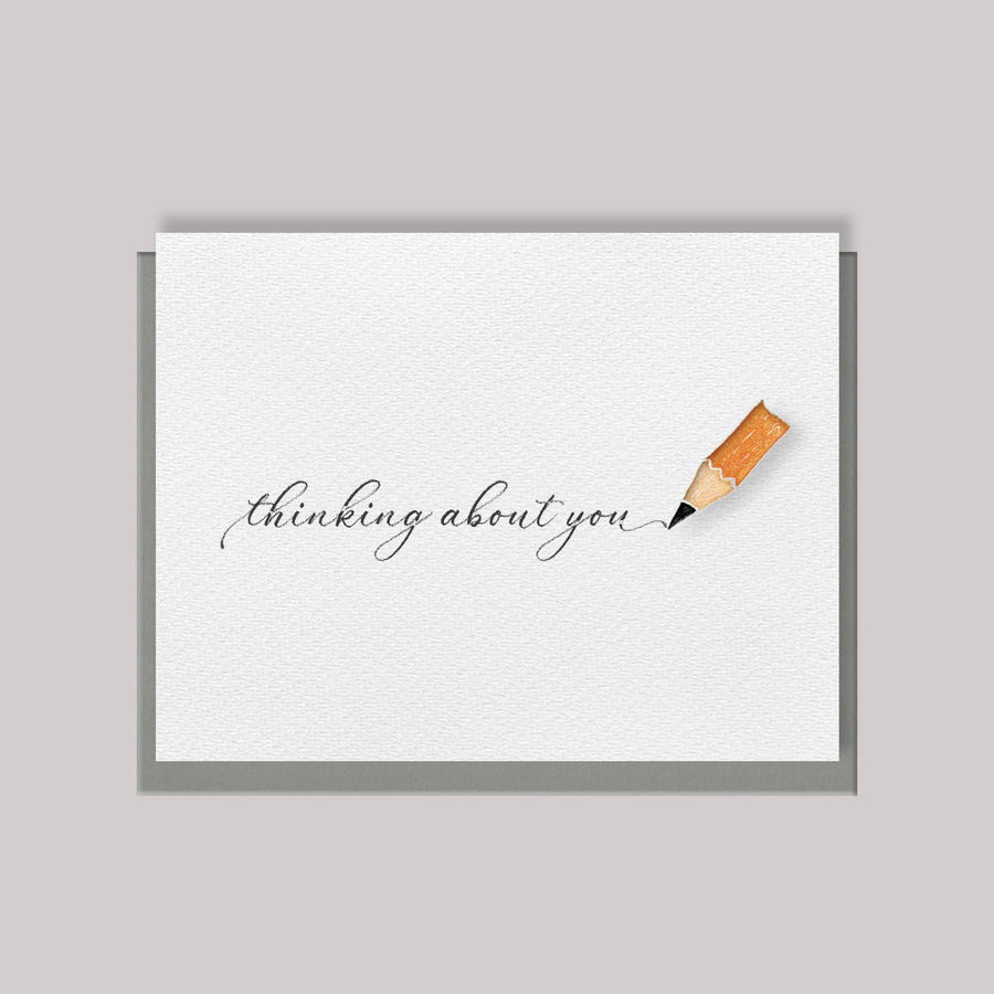 Originals Paper Art Cards CARVED Pencil Notecard "Thinking About You"