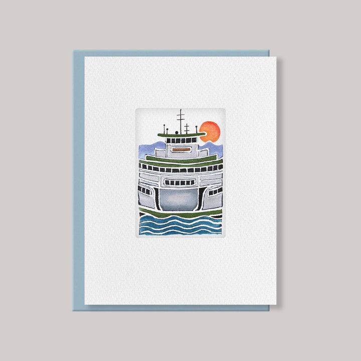 Originals Paper Art Cards CARVED WA State Ferry | Blank Note Cards | Box of 6