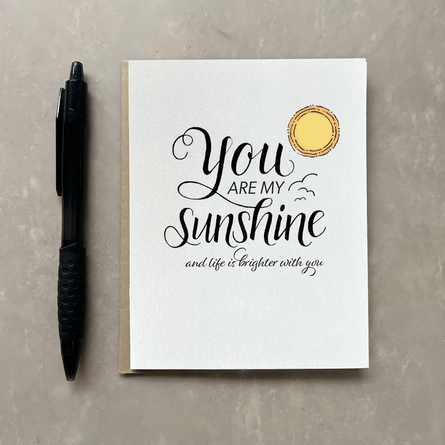 Originals Paper Art Cards DOODLED Notecard "You are My Sunshine"