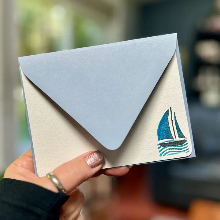 Originals Paper Art Cards Sailboat Flat Notes | Box of 8