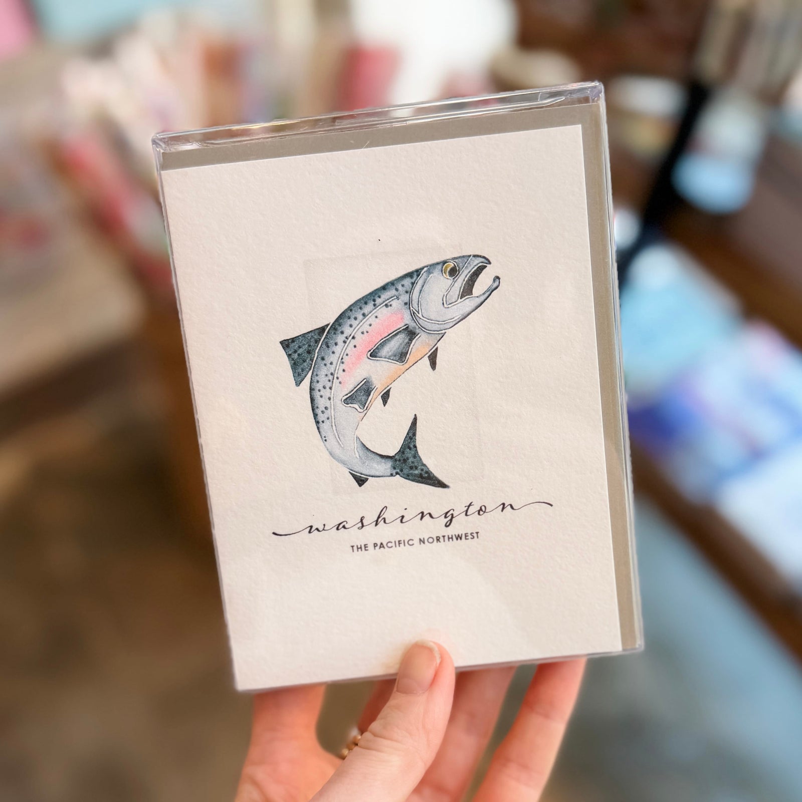 Originals Paper Art Cards Salmon Notecards Set of 6 | Washington, The Pacific Northwest