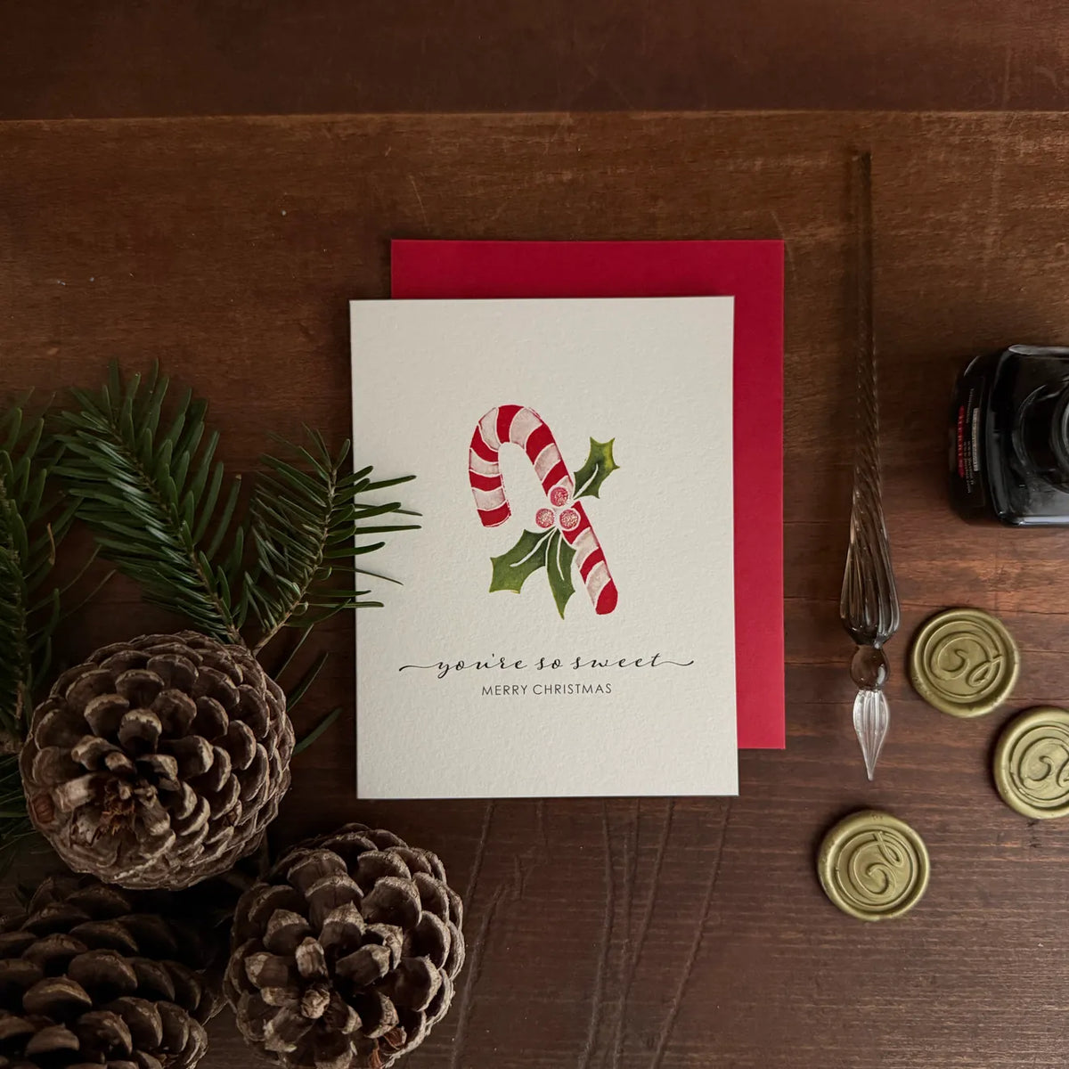 Originals Paper Art Holiday Candy Cane Christmas Card