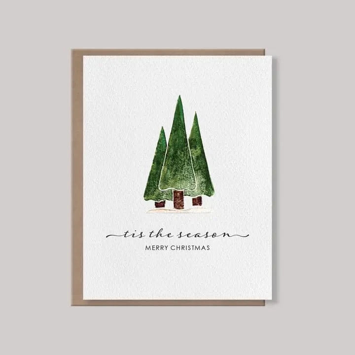 Originals Paper Art Holiday Carved Pine Trees "Tis the Season" Boxed Notecards