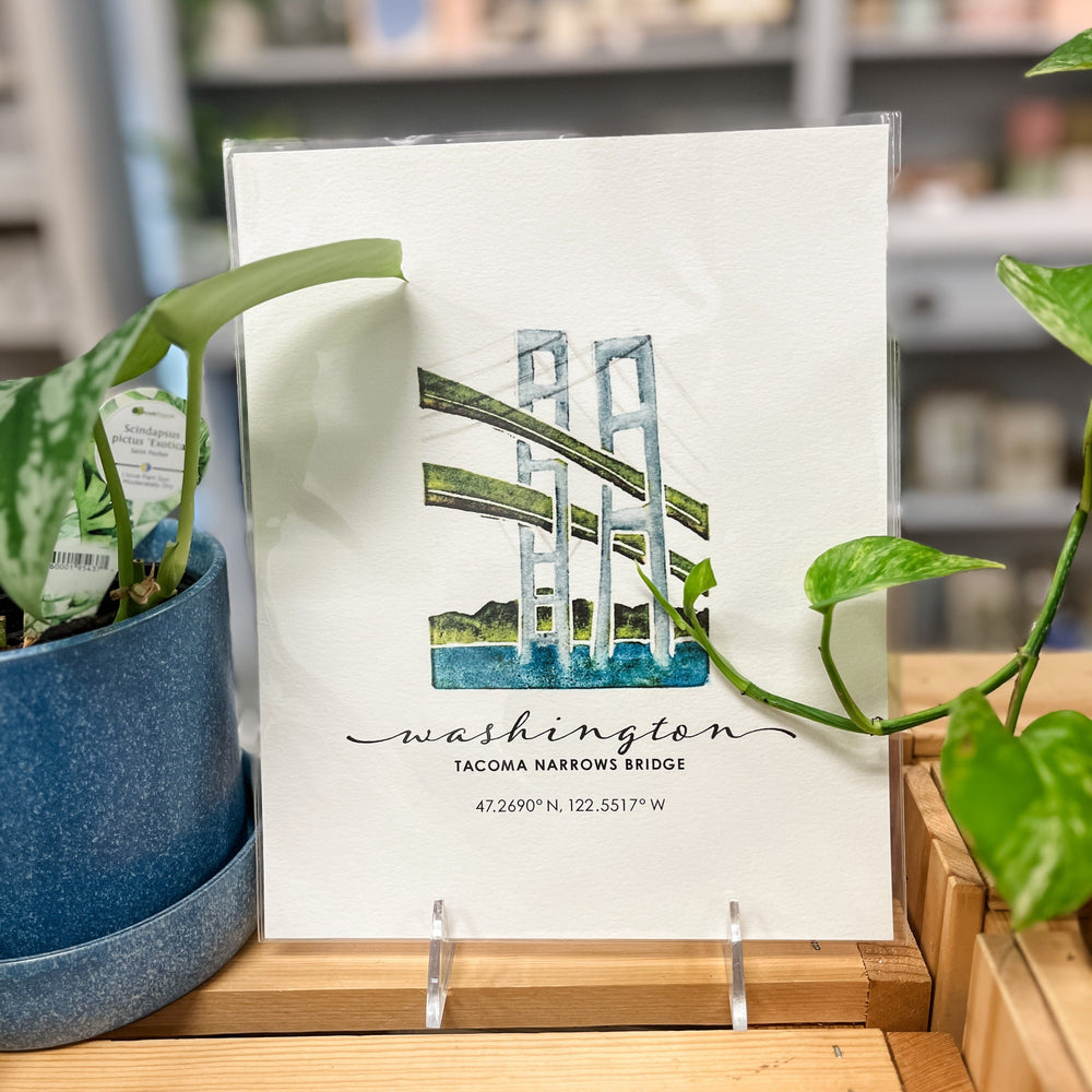 Originals Paper Art Home CARVED Bridge 8x10 Art Print | Tacoma Narrows