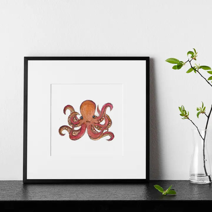 Originals Paper Art Home CARVED Octopus 7x7 Art Print