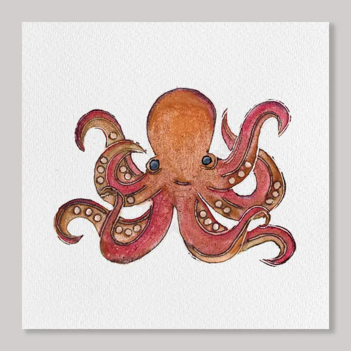 Originals Paper Art Home CARVED Octopus 7x7 Art Print