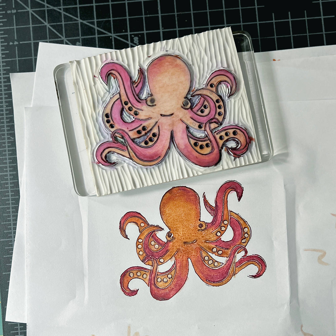 Originals Paper Art Home CARVED Octopus 7x7 Art Print | Blank