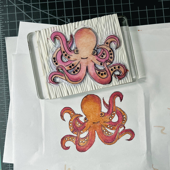 Originals Paper Art Home CARVED Octopus 7x7 Art Print | Blank