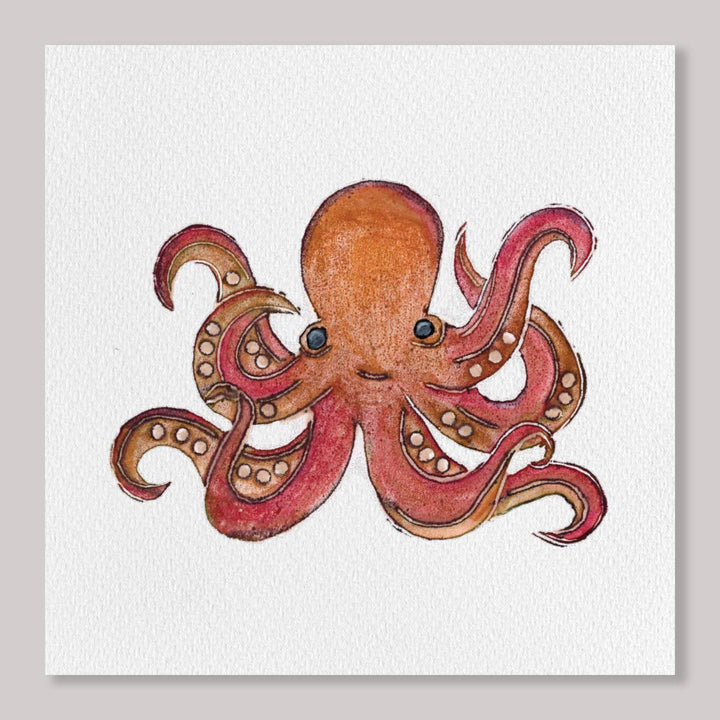 Originals Paper Art Home CARVED Octopus 7x7 Art Print | Blank