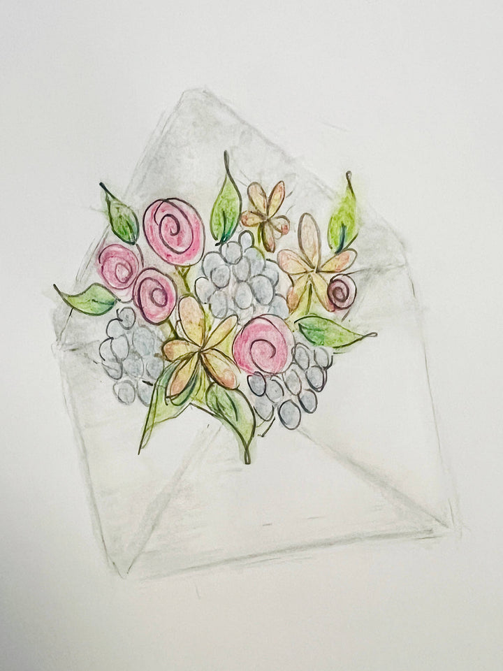 Originals Paper Art paper DOODLED Envelope of Flowers | Stationery | Set of 4
