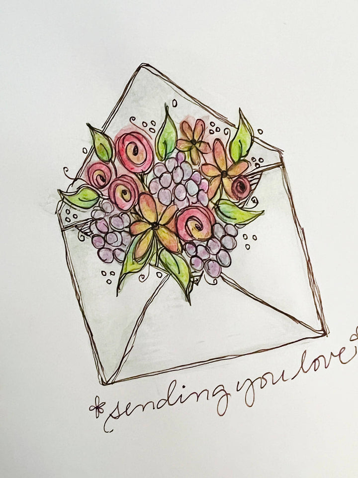 Originals Paper Art paper DOODLED Envelope of Flowers | Stationery | Set of 4