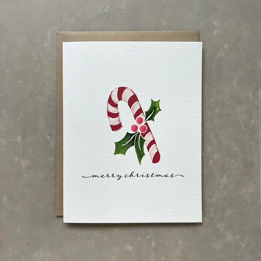 Originals Paper Art Stationery Set Carved Candy Cane "Merry Christmas" Boxed Notecard