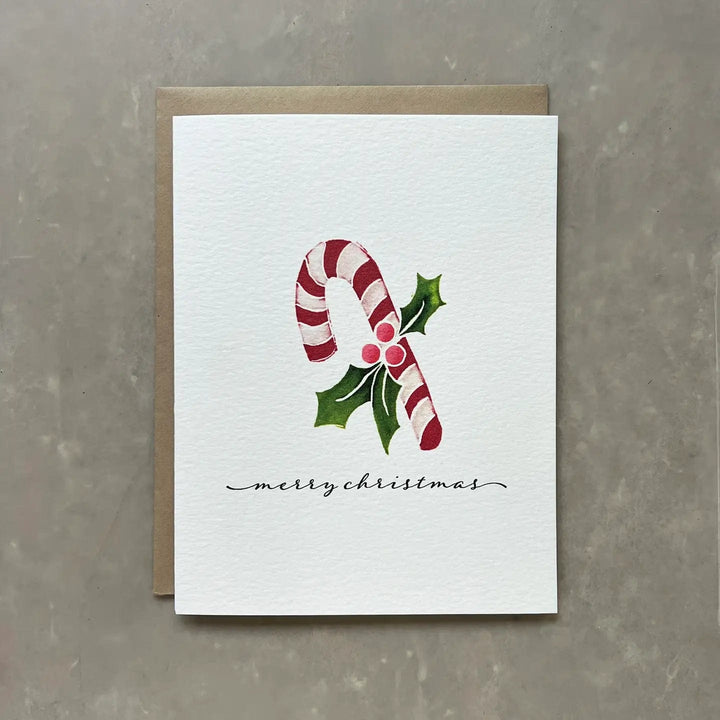 Originals Paper Art Stationery Set Carved Candy Cane "Merry Christmas" Boxed Notecard