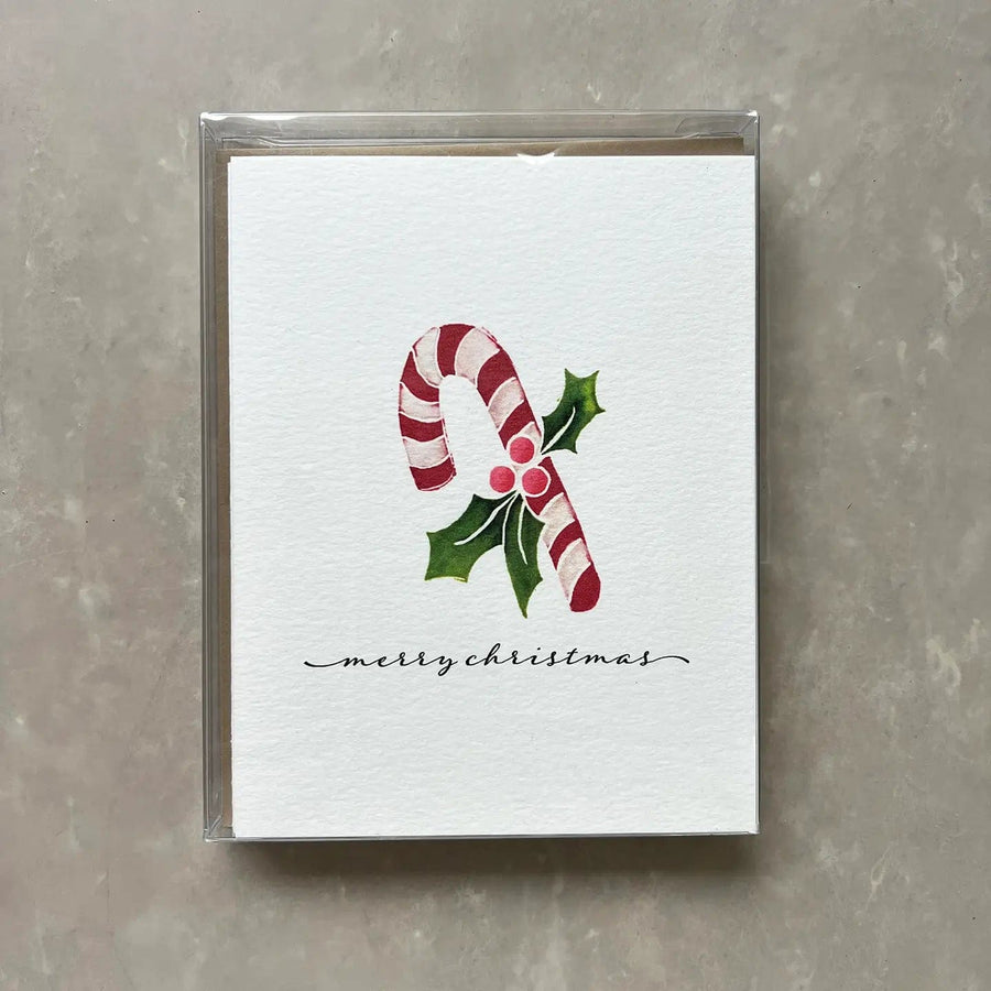 Originals Paper Art Stationery Set Carved Candy Cane "Merry Christmas" Boxed Notecard