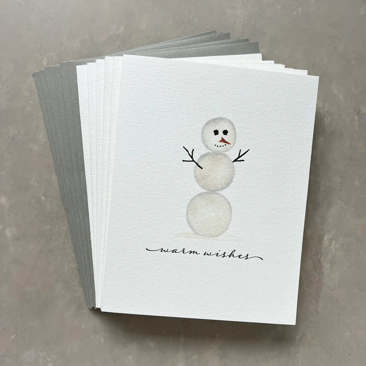 Originals Paper Art Stationery Set Carved Snowman "Warm Wishes" Boxed Notecard