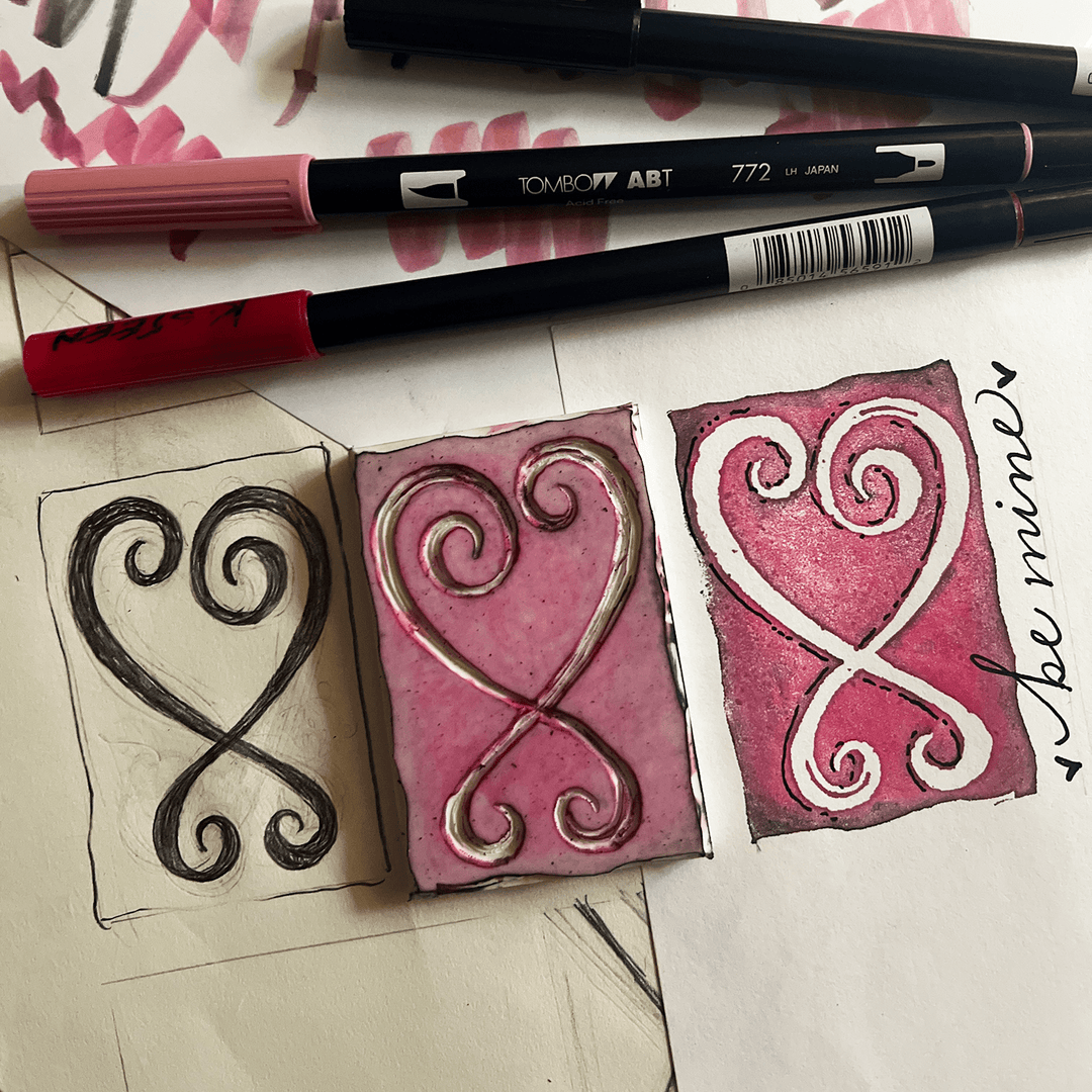 Originals Paper Art Swirly Heart Valentine Enclosure Card