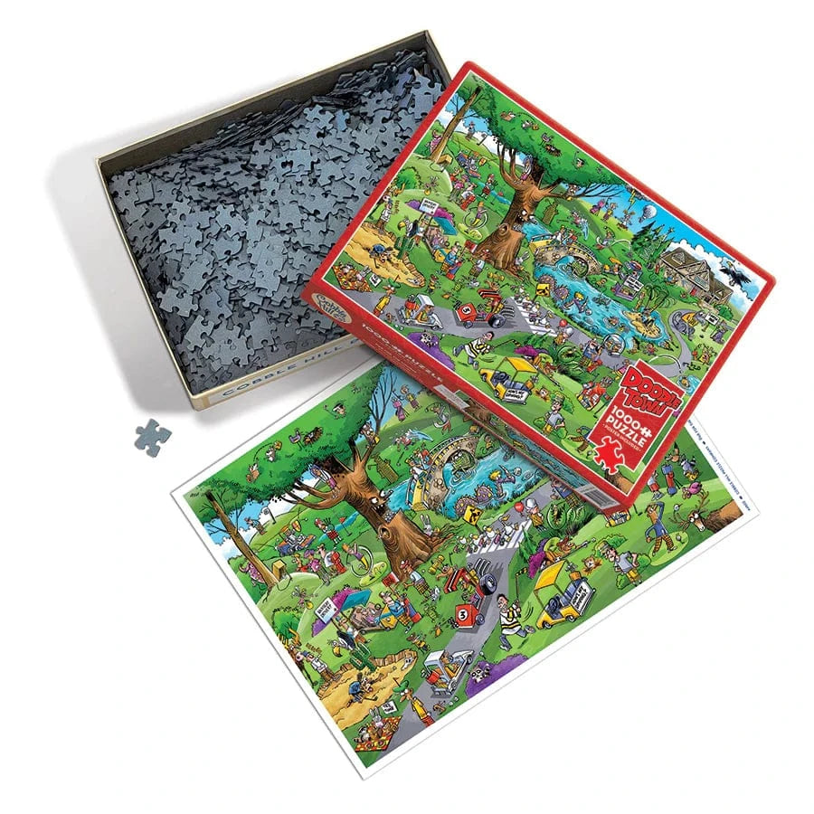 Outset Media Puzzles DoodleTown: Par for the Course Puzzle - 1000 Piece | Cobble Hill