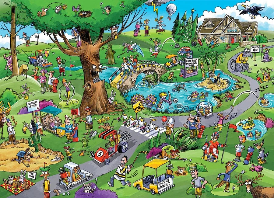 Outset Media Puzzles DoodleTown: Par for the Course Puzzle - 1000 Piece | Cobble Hill