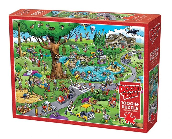 Outset Media Puzzles DoodleTown: Par for the Course Puzzle - 1000 Piece | Cobble Hill