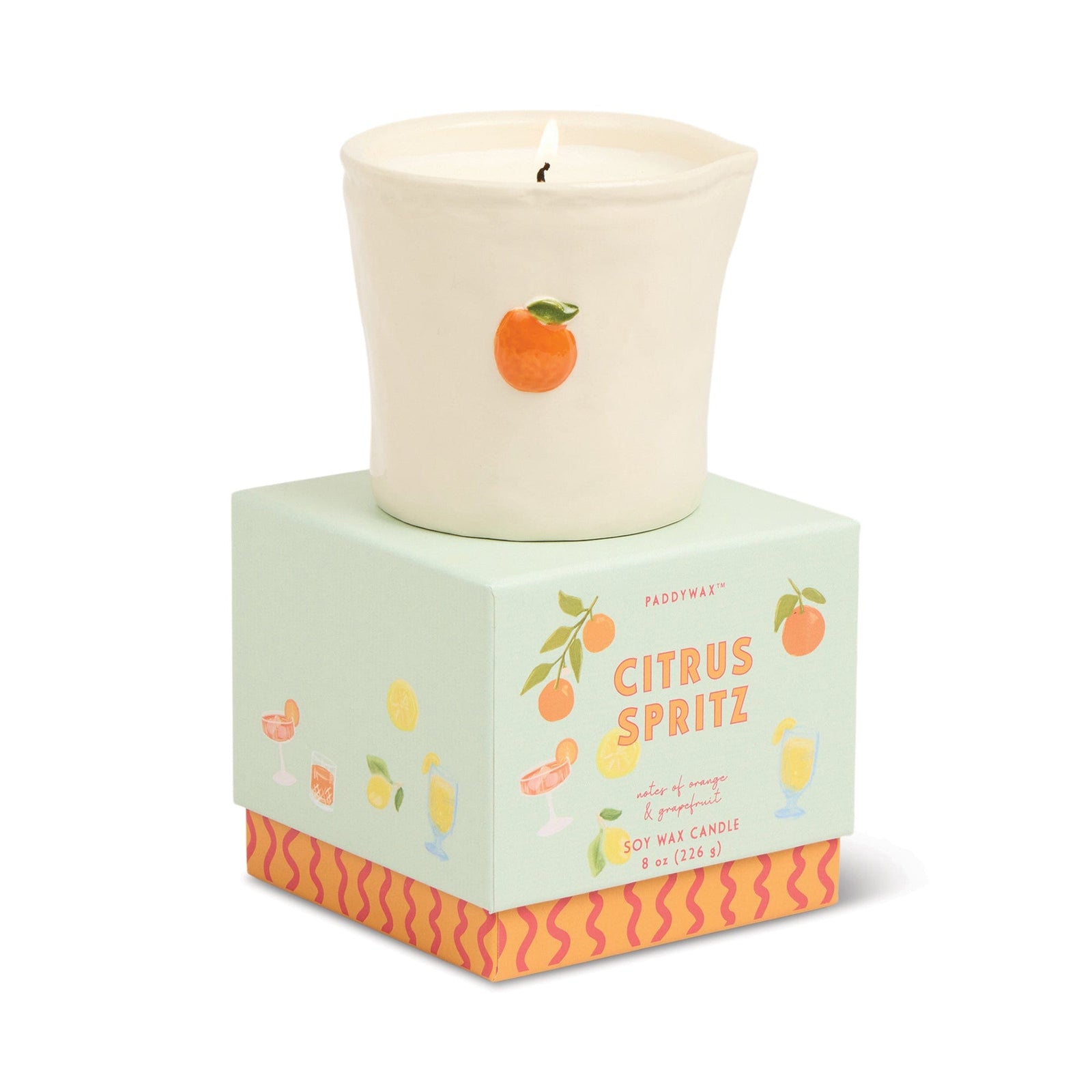 Paddywax Gifts Citrus Spritz - White Ceramic 8 oz Candle
