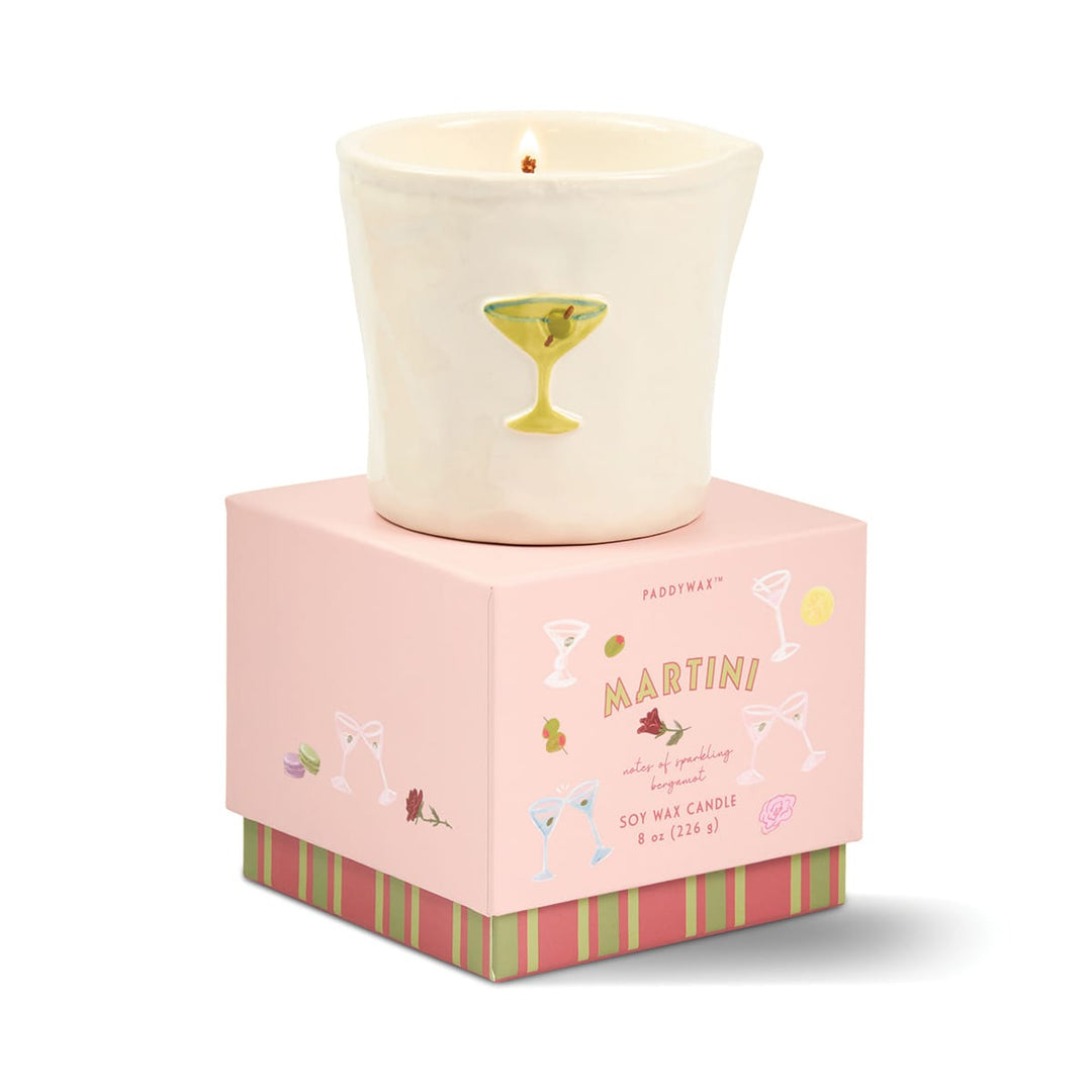 Paddywax Gifts Martini - White Ceramic 8 oz Candle