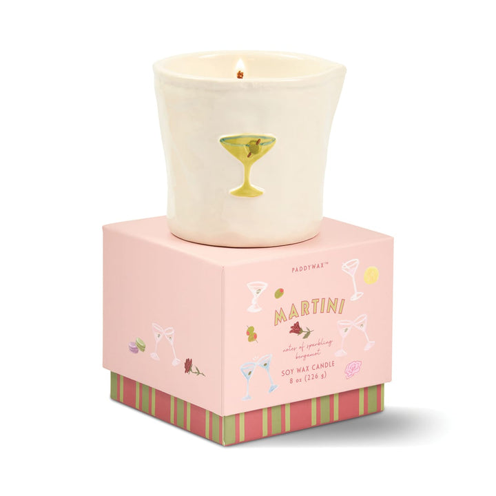 Paddywax Gifts Martini - White Ceramic 8 oz Candle
