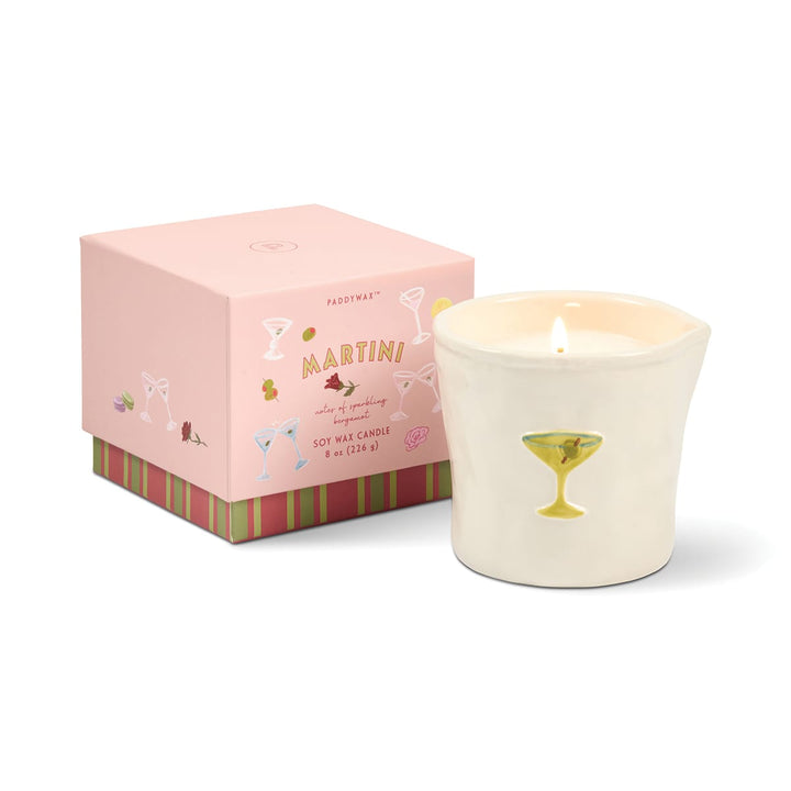 Paddywax Gifts Martini - White Ceramic 8 oz Candle
