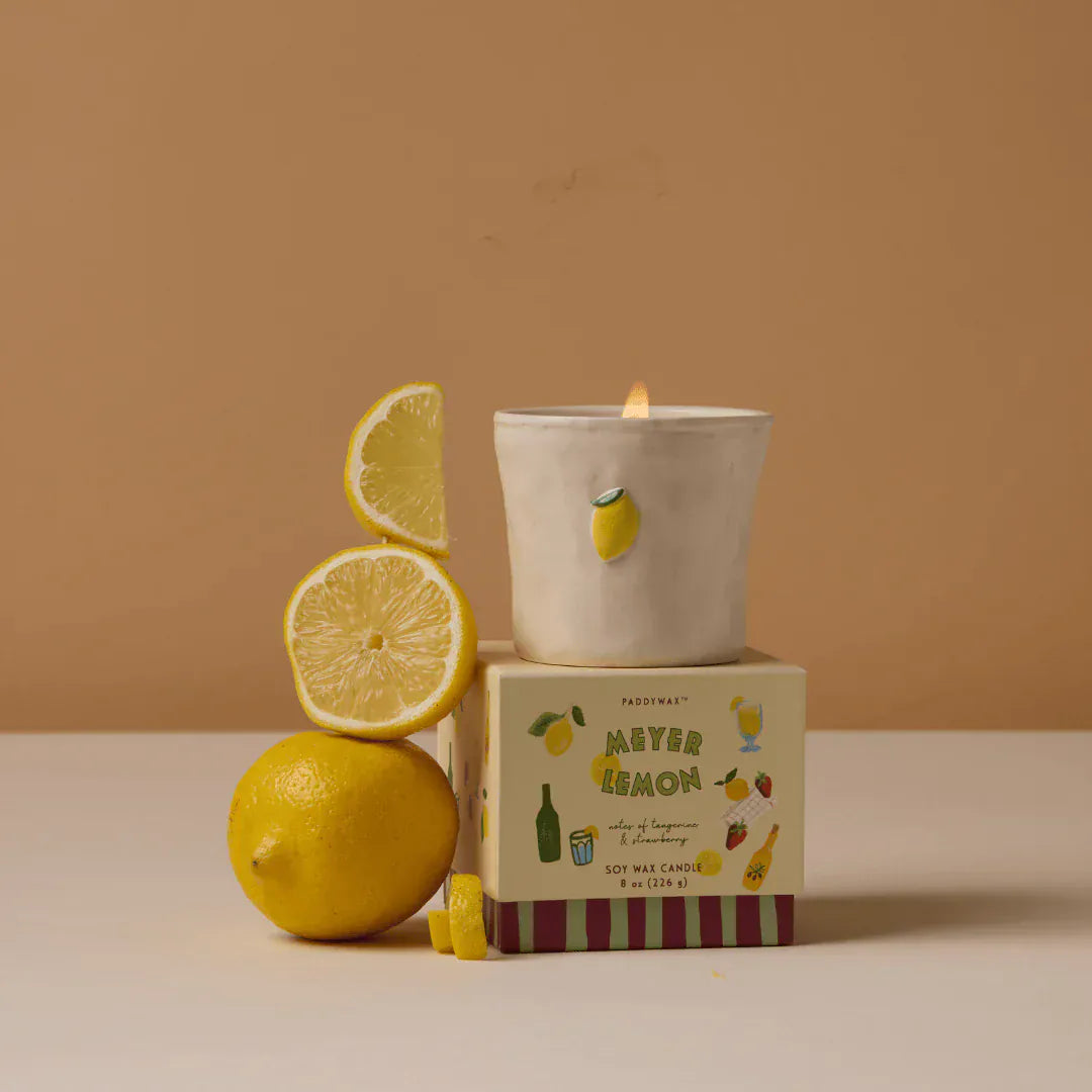 Paddywax Gifts Meyer Lemon - White Ceramic 8 oz Candle