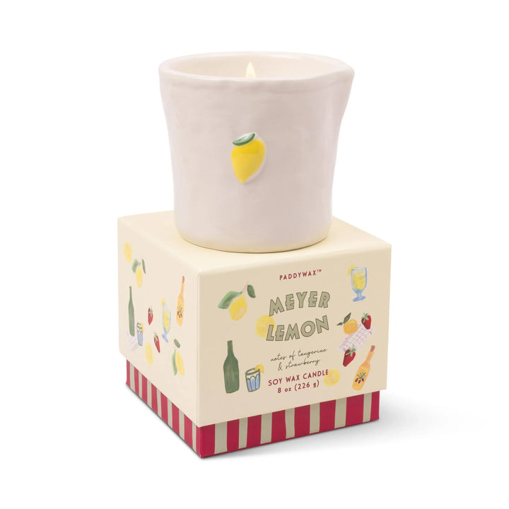 Paddywax Gifts Meyer Lemon - White Ceramic 8 oz Candle