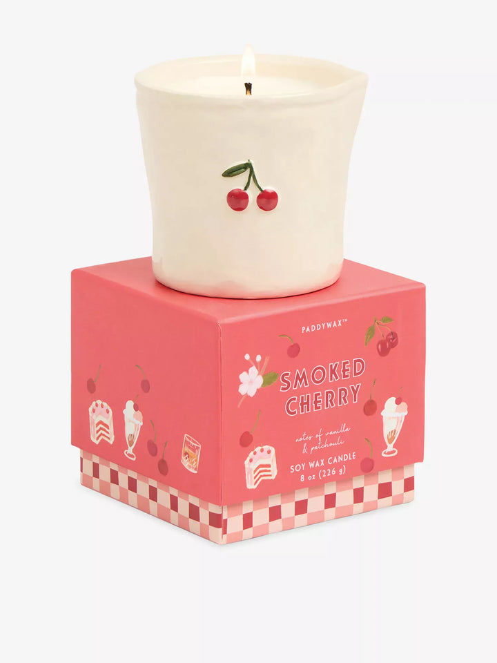 Paddywax Gifts Smoked Cherry - White Ceramic 8 oz Candle