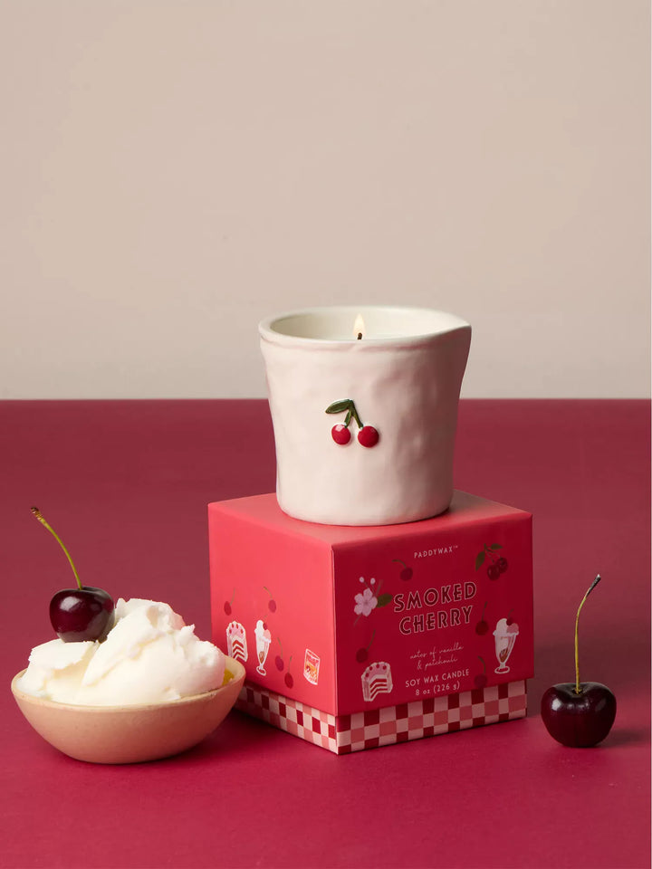 Paddywax Gifts Smoked Cherry - White Ceramic 8 oz Candle