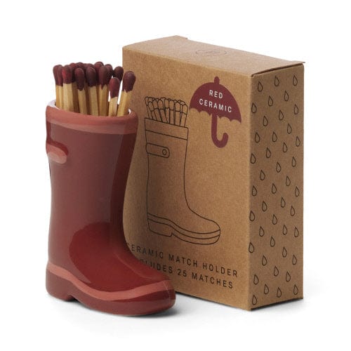 Paddywax Matches Wellington Rain Boot Match Holder - Red