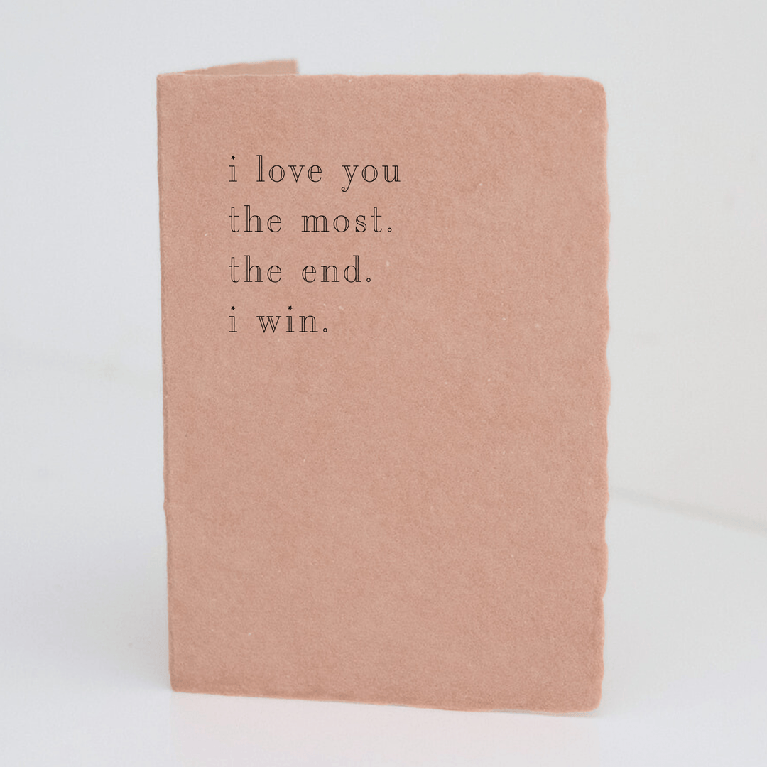 Paper Baristas Card Folded A2 Greeting Card. Blank Inside. "Love you the Most" Letterpress Love Greeting Card