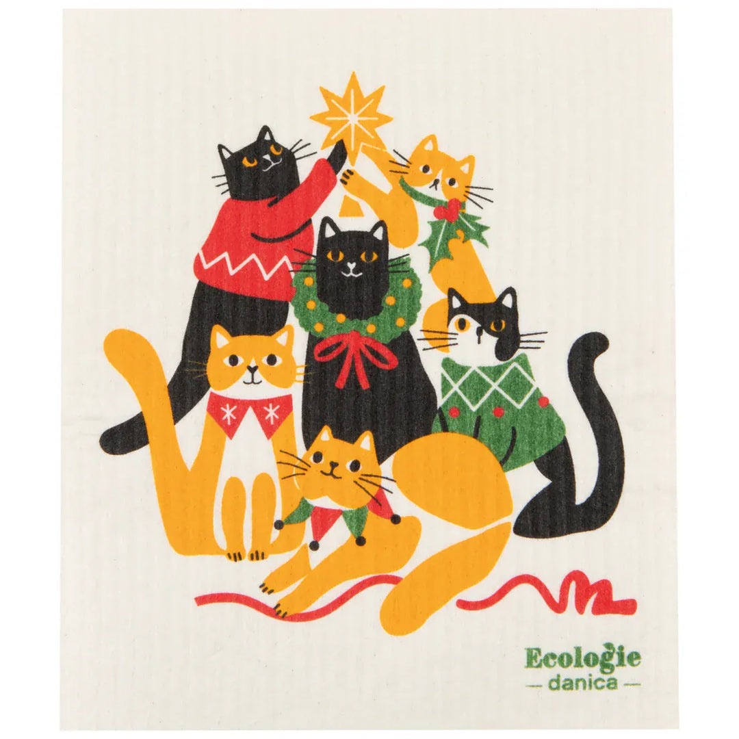 Paper Luxe Home Kitty Carol Christmas Swedish Dishcloth
