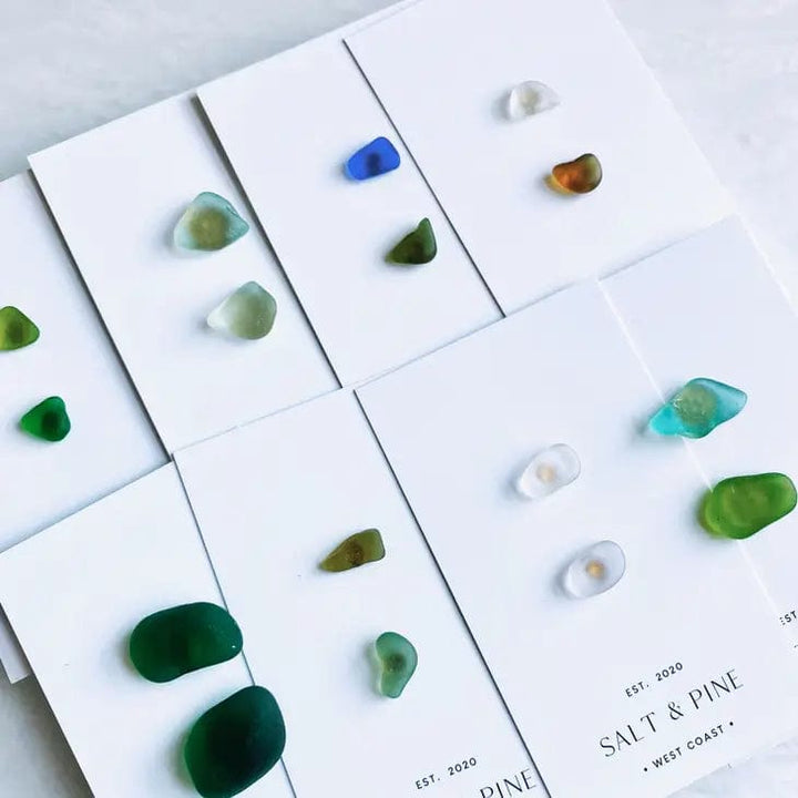 Paper Luxe One of A Kind Sea Glass Stud Earrings