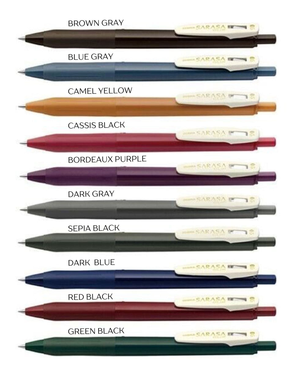 Paper Luxe Pens Zebra Sarasa Clip Gel Pen - Vintage Colors | 0.5mm