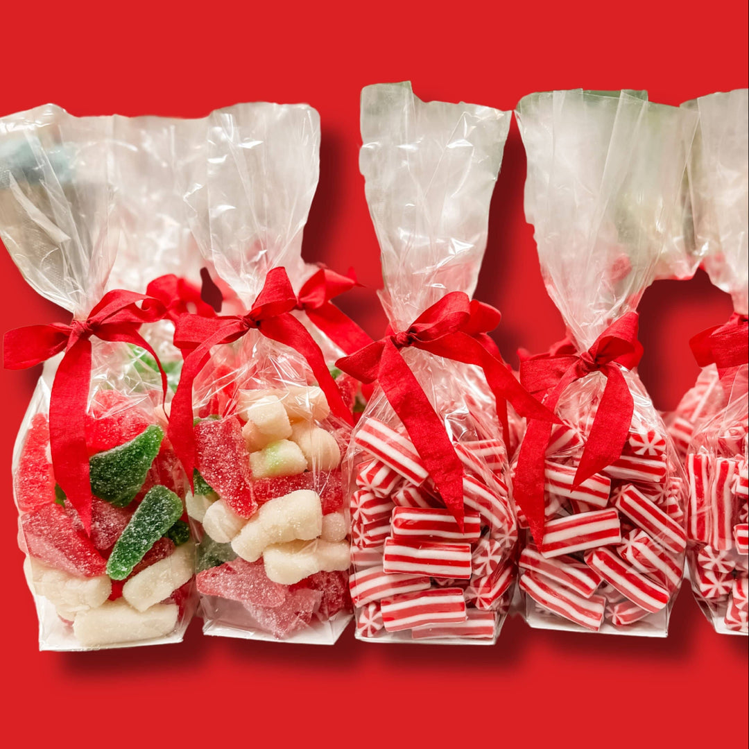 Paper Luxe Treats Holiday Treat Bags - Candy Cane Stripes | Trees & Snowmen
