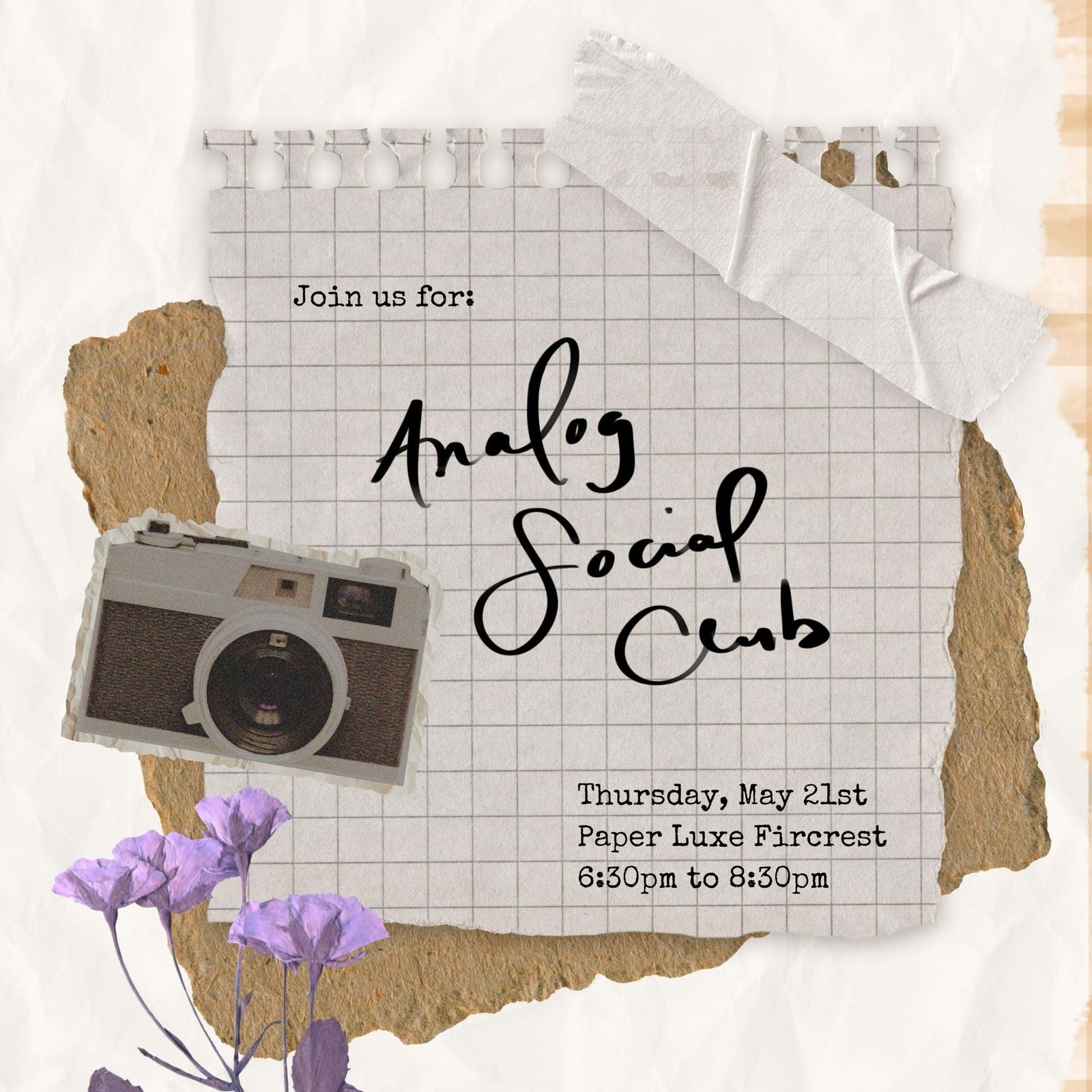 Paper Luxe Workshop Analog Social Club - Thursday, 5/21/26