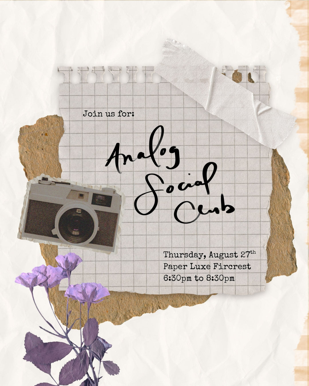 Paper Luxe Workshop Analog Social Club - Thursday, 8/27/26