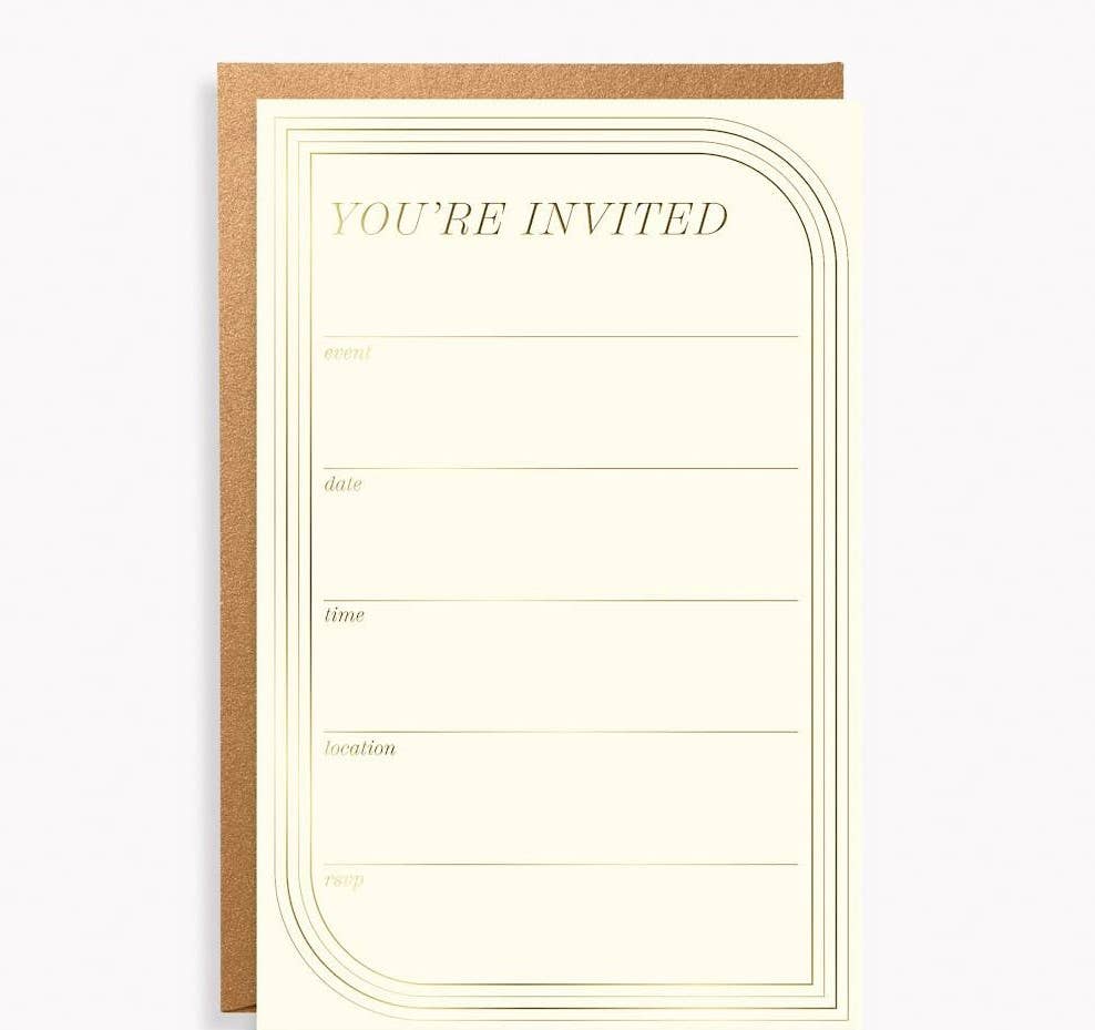 Paper Source Party Modern Minimal Gold Fill-In Invitations