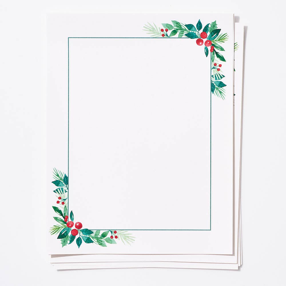 Paper Source Watercolor Greenery Corner Border Paper, 20 Sheets