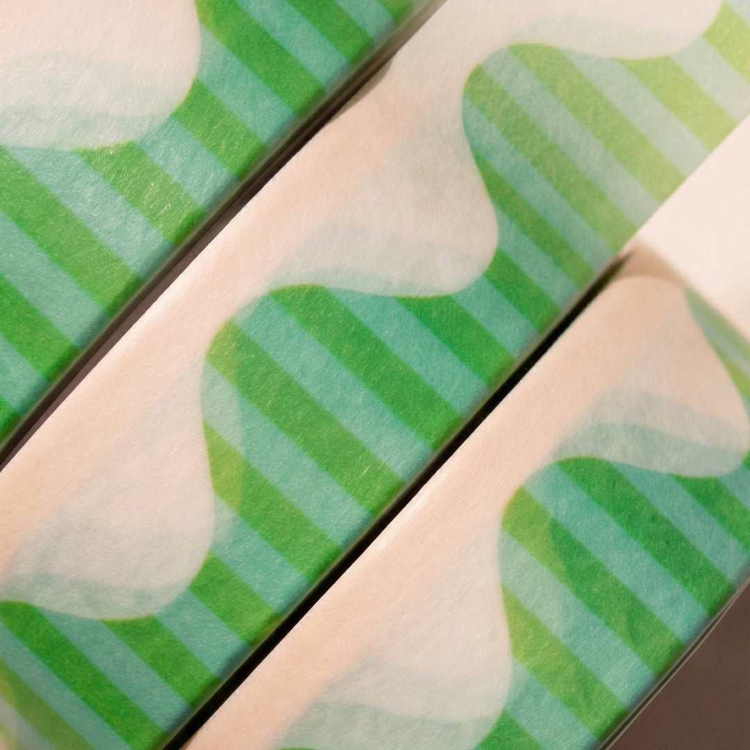 paper&stuff paper Wavy Stripes Washi Tape (Blue + Green)