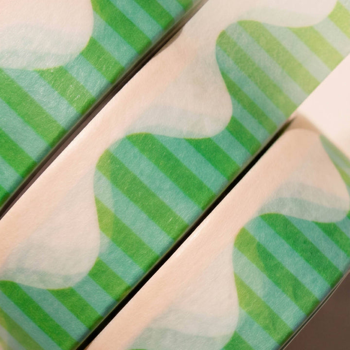 paper&stuff paper Wavy Stripes Washi Tape (Blue + Green)