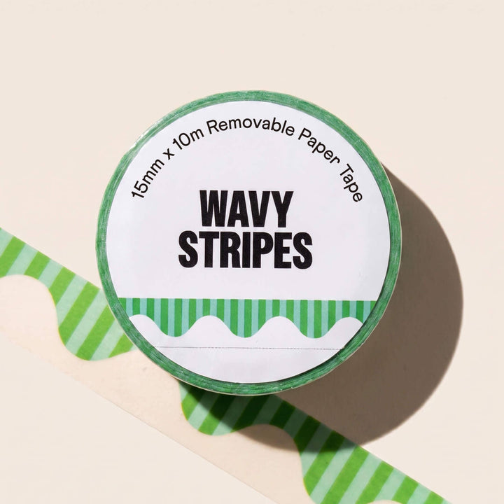 paper&stuff paper Wavy Stripes Washi Tape (Blue + Green)